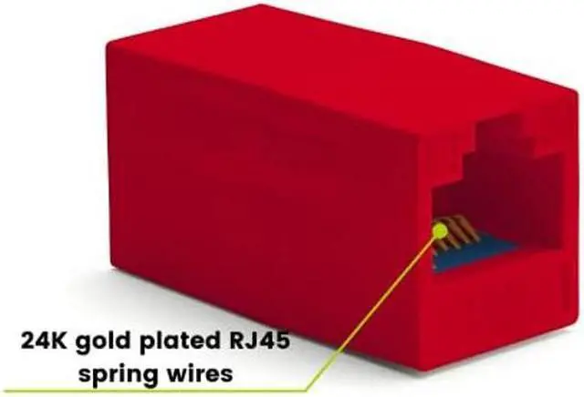 Alt view image 2 of 5 - trueCABLE Cat6A Inline Coupler, Unshielded (UTP), PoE++ (4PPoE), UL Listed, ETL Verified, ANSI/TIA 568-2.D Cat 6A Performance Compliant, Female to Female RJ45 Couplers, Red, 12 Pack