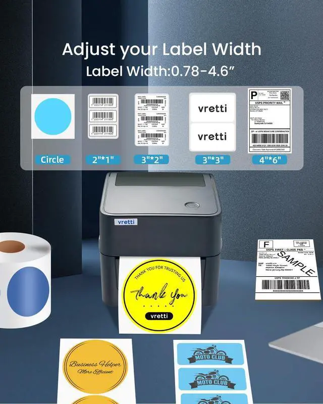 Alt view image 2 of 5 - vretti Thermal Shipping Label Printer - 4x6 Label Printer for Shipping Packages - 410B USB Thermal Printer Compatible with Ebay Etsy UPS FedEx Ebay Mac Linux, Chrome os Windows