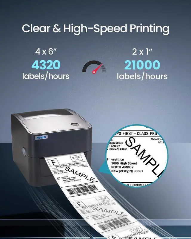 Alt view image 5 of 5 - vretti Thermal Shipping Label Printer - 4x6 Label Printer for Shipping Packages - 410B USB Thermal Printer Compatible with Ebay Etsy UPS FedEx Ebay Mac Linux, Chrome os Windows