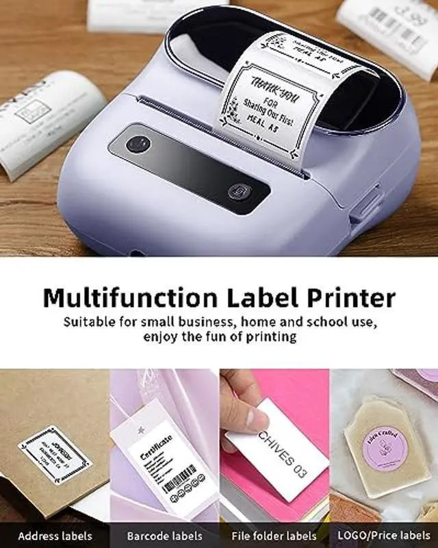 Alt view image 4 of 5 - Phomemo M220 Label Maker, Bluetooth Thermal Label Maker for Barcode, Address, Home, Mailing, Small Business,Clothing, Portable Wireless Label Printer with 1 Rolls Label, Purple