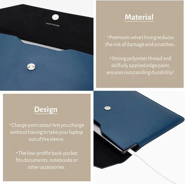 Kasper Maison MacBook Pro 16 ケース ノートパソコン ケース レザー 16インチ ブルー pcケース Kasper Maison MacBook Pro 16 ケース ノートパソコン ケース レザー