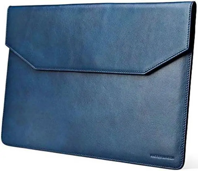 Main image of Kasper Maison Premium 14 inch Genuine Leather Laptop Sleeve Case - Compatible with 2021 MacBook Pro 14 Inch Sleeve, MacBook M1 Pro, MacBook M1 Max Sleeve, HP Envy x360 Sleeve - Blue