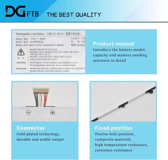 Alt view image 2 of 4 - DGTEC New AA-PBTN6QB PBTN6QB Laptop Battery for Samsung NP900X5N NT900X5N NT900X5N-X78L NP900X5N-X01US NP900X5N-L01US NP900X5N-K03 900X5N 3ICP5/40/88-2 (11.5V 66Wh) Not YFDF9
