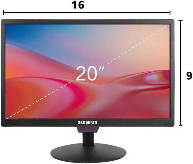 Alt view image 4 of 5 - SKitphrati 20 Inch PC Monitor, 1600x900 Screen Desktop Monitor with HDMI VGA BNC AV Ports, VESA Mounting, LED Monitor for PC, Laptop and Computer, Built in Speaker