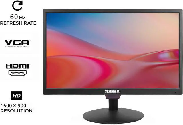 Alt view image 2 of 5 - SKitphrati 20 Inch PC Monitor, 1600x900 Screen Desktop Monitor with HDMI VGA BNC AV Ports, VESA Mounting, LED Monitor for PC, Laptop and Computer, Built in Speaker
