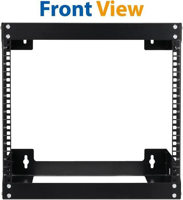 Alt view image 3 of 5 - Tedgetal 9U Wall Mount Rack Open Frame 19" Server Equipment 18 inches Depth 2 Post Network Cabinet Black