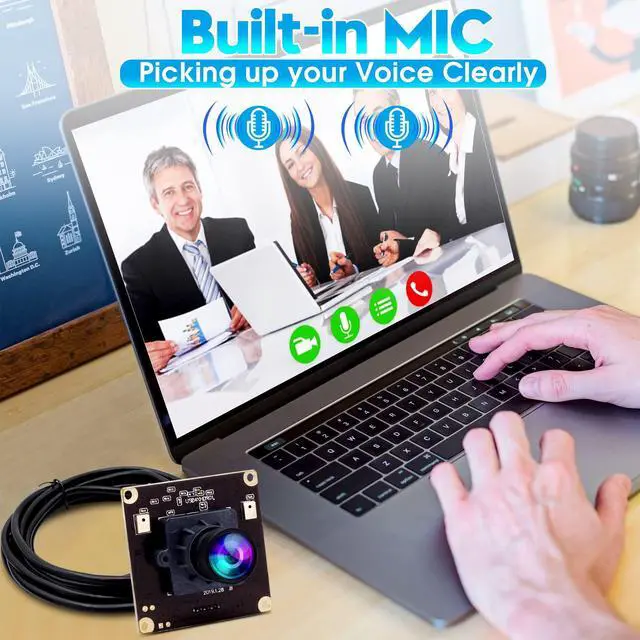 Alt view image 2 of 5 - ELP 4K USB Camera for Computer & Rasp Pi - Dual Microphone, IMX317 Sensor, 8MP USB Security Camera