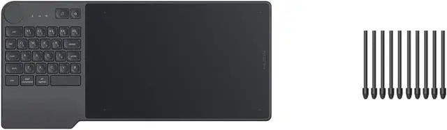 Main image of HUION Inspiroy Keydial KD200 Bluetooth 5.0 Wireless Graphics Drawing Tablet with Keyboard Dial 5 Customized Express Keys and 10 Pack Replacement Nibs PN05A for PW517
