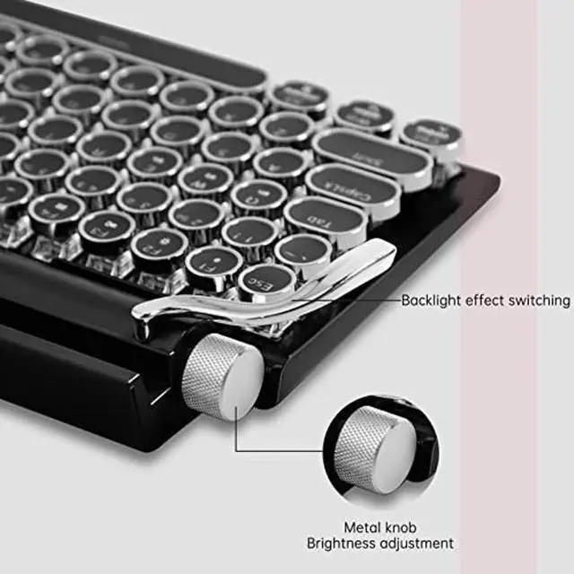 Alt view image 3 of 5 - Adventurers Typewriter Style Retro Mechanical Keyboard LED Backlight 83 Keys Bluetooth 5.0 Blue Axis, Suitable Desktop Computers/Laptops Mac/Mobile Punk Keys, Black, 12.8 x 6.6 x 1.6 inches