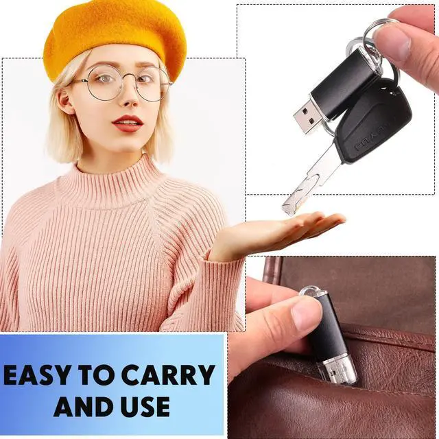 Alt view image 5 of 5 - Hoteam 50 Pcs USB 2.0 Flash Drives Bulk, Portable USB Thumb Drive with 50 Black Lanyard, USB Protective Cover Flash Drives for Office School Data Storage, Black (8GB)
