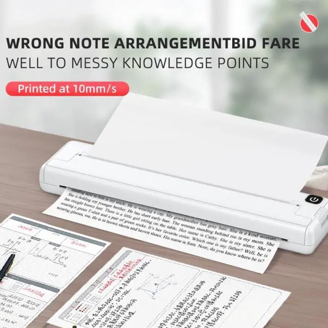 Alt view image 4 of 5 - Yoidesu Portable Thermal Printer, Supports A4 Thermal Paper, 200DPI Inkless Wireless Mobile Travel Printers for Car School Office, Mini Bluetooth Printer for Android for iOS Phone Laptop