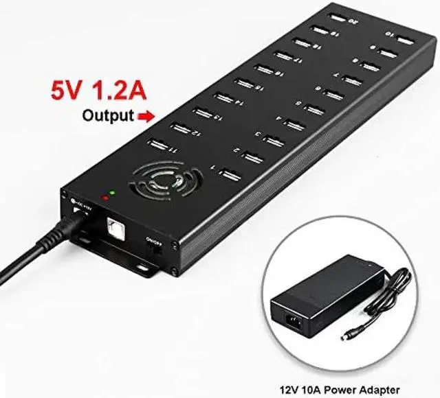 Alt view image 5 of 5 - UHPPOTE Industrial Grade 20 Port USB2.0 Hub Charger Data Sync and Charging Station