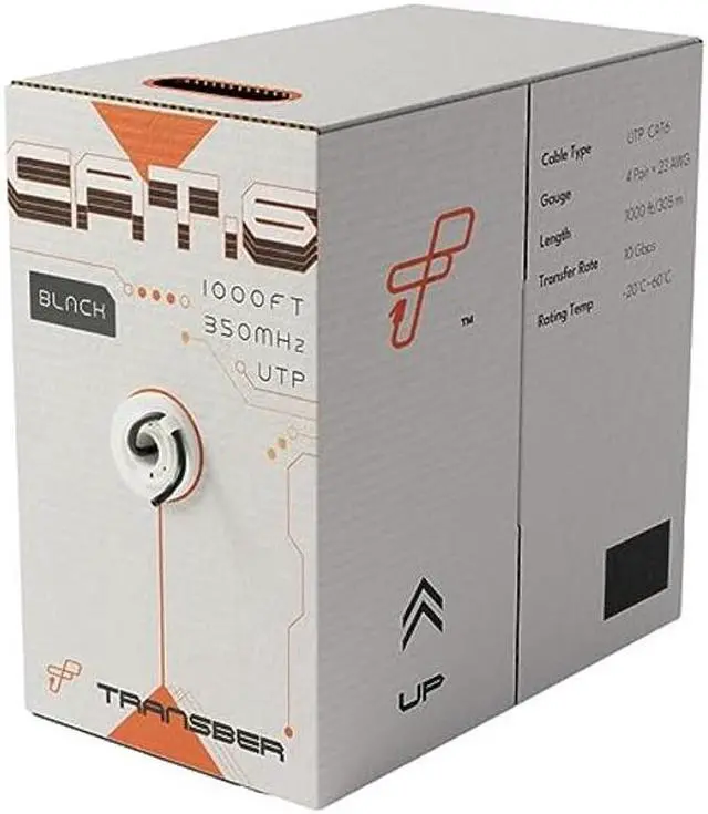 Alt view image 5 of 5 - Transber CAT6 CM - 1000ft - CCA - 23AWG - UTP - 550MHz/10Gbps Ethernet Cable (Black)