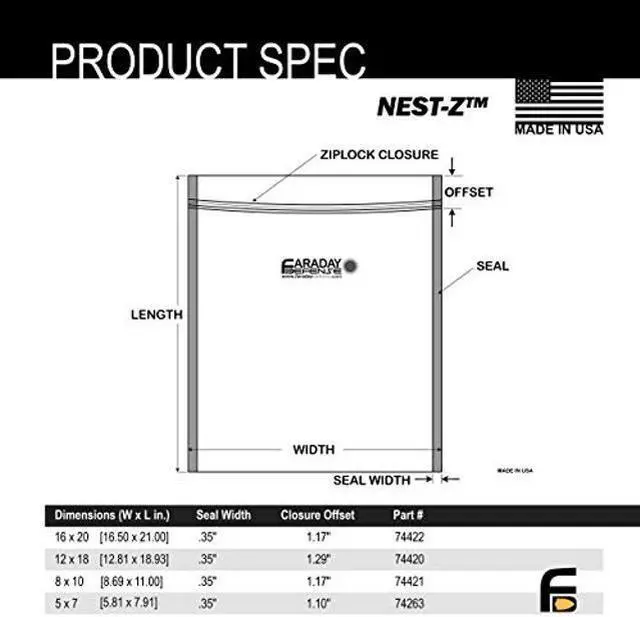 Alt view image 4 of 5 - Faraday Defense 15pc Kit NEST-Z Faraday Bag EMP/Solar-Flare Prepper Ultra Thick - Military Grade Design, Superior Shielding Performance, Phones - Radios - Hard Drives - Tablets - Laptops Made in USA