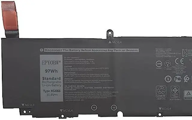 Alt view image 2 of 5 - EPYOBW XG4K6 Laptop Battery 97Wh 11.4V Compatible with Dell XPS 9700 9710 9720 9730 / Precision 5750 5760 5770 Series 001RR3 0F8CPG OF8CPG 5XJ6R KVPMY 0YY3V KRDHV 3ICP7/54/65-2