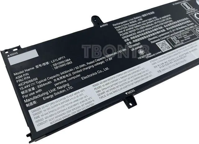 Alt view image 2 of 4 - TBONTB L21L4P71 Battery Compatible with Lenovo Thinkpad T14 P14s Gen 3 2022 L21M4P71 L21C4P71 L21D4P71 L21M4P72 SB10W51964 5B10W51863 SB10W51965 5B10W51864 SB10W51967 Series [15.44V 52.5Wh 3400mAh]