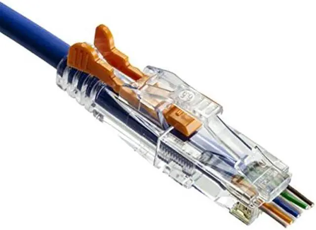 Alt view image 2 of 5 - NTW Gold Plated Lockable CAT6/6a RJ45 Pass Through Connectors (100 Pack), EZ to Crimp Modular Plug with Boots for Solid or Stranded UTP 23/24 AWG Cable