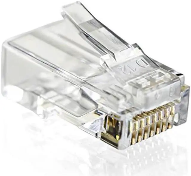 Alt view image 5 of 5 - NTW Gold Plated Lockable CAT6/6a RJ45 Pass Through Connectors (100 Pack), EZ to Crimp Modular Plug with Boots for Solid or Stranded UTP 23/24 AWG Cable