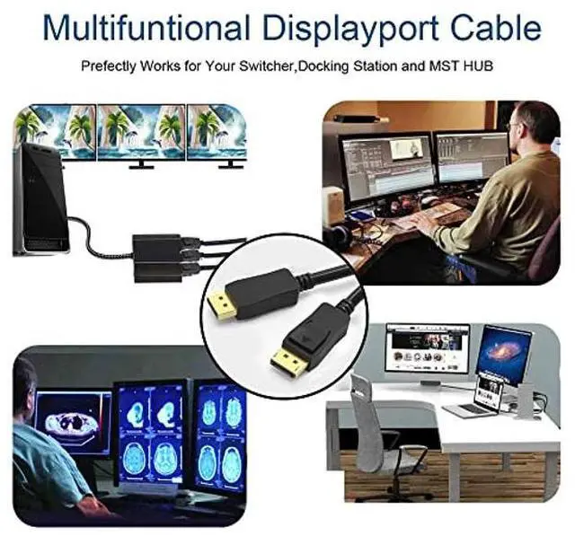 Alt view image 5 of 5 - UKYEE DisplayPort Cable 10ft 10-Pack, Monitor Cable (Display Port) DP to Displayport 1.2 Cord 10 feet Compatible with DP 1.1/1.2 Supports 1440P@144HZ,2K@144Hz, 4K@60Hz-Black,Gold Plated
