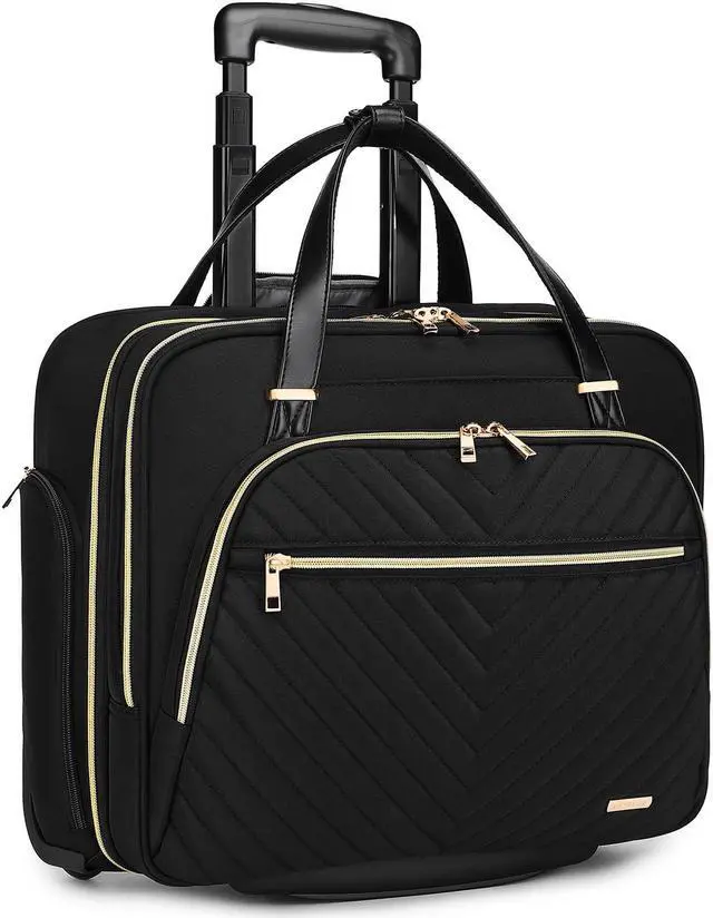 Main image of BAVERGE Rolling Laptop Bag for Women with Wheels, Rolling 15.6 Computer Briefcase Overnight Duffle bag for Women Carry on Travel Work Business