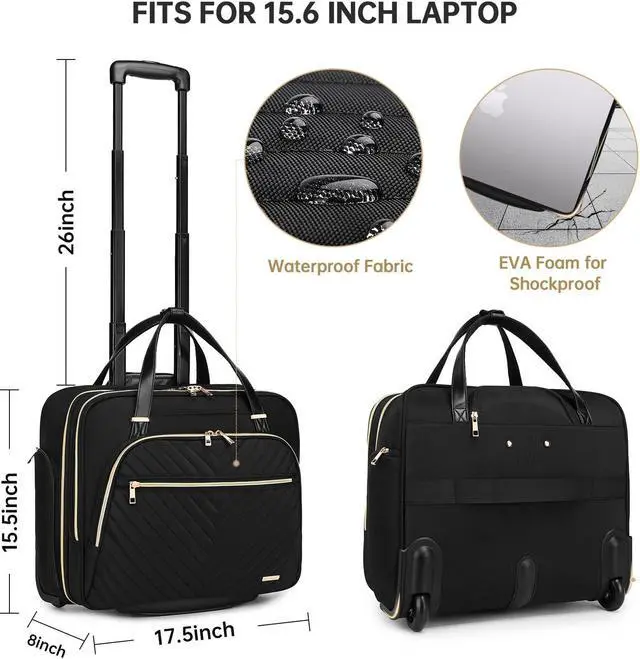 Alt view image 3 of 5 - BAVERGE Rolling Laptop Bag for Women with Wheels, Rolling 15.6 Computer Briefcase Overnight Duffle bag for Women Carry on Travel Work Business