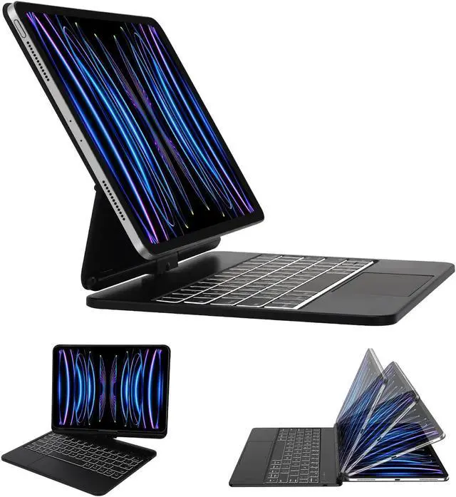 Alt view image 2 of 5 - KVAGO 360 Roration Magic Keyboard for iPad Pro 11-inch (4th, 3rd, 2nd and 1st Gen) and iPad Air 5th/ 4th Gen, Multi-Touch Trackpad, Wireless, Backlit, Magic Keyboard Case, Slim Keyboard Cover, Black