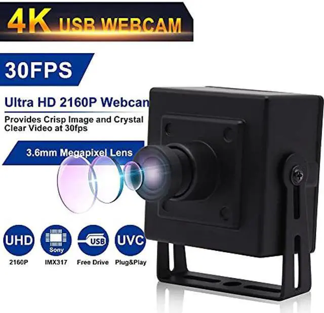 Alt view image 2 of 4 - ELP 4K Camera 3.6mm Lens Mini USB Camera with 3840x2160 HD Webcam for MAC/Windows/Linux/Raspberry Pi Web Camera