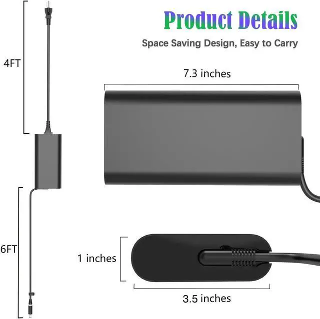 Alt view image 3 of 5 - 330W 19.5V 16.92A GaN AC Charger for Dell G16 7630 7620 G15 Alienwar X51 X17 R1 R2 M17 R3 R4 M18x R1 R2 R3 Area-51m R1 R2 ADP-330AB D DA330PM111 DA330PM190 LA330PM190 Laptop Power Supply Cord