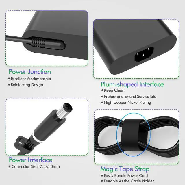 Alt view image 5 of 5 - 330W 19.5V 16.92A GaN AC Charger for Dell G16 7630 7620 G15 Alienwar X51 X17 R1 R2 M17 R3 R4 M18x R1 R2 R3 Area-51m R1 R2 ADP-330AB D DA330PM111 DA330PM190 LA330PM190 Laptop Power Supply Cord