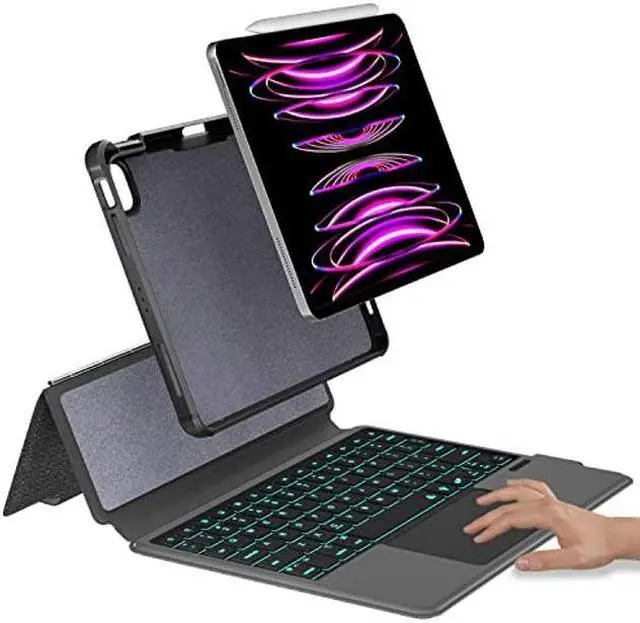 Main image of eoso iPad 12.9 Keyboard Case for iPad Pro 12.9 inch 6th Generation 2022/5th 2021/4th 2020/3rd 2018-7 Color Backlight,Touchpad Detachable Slim Cover with Pencil Holder (12.9",Black)