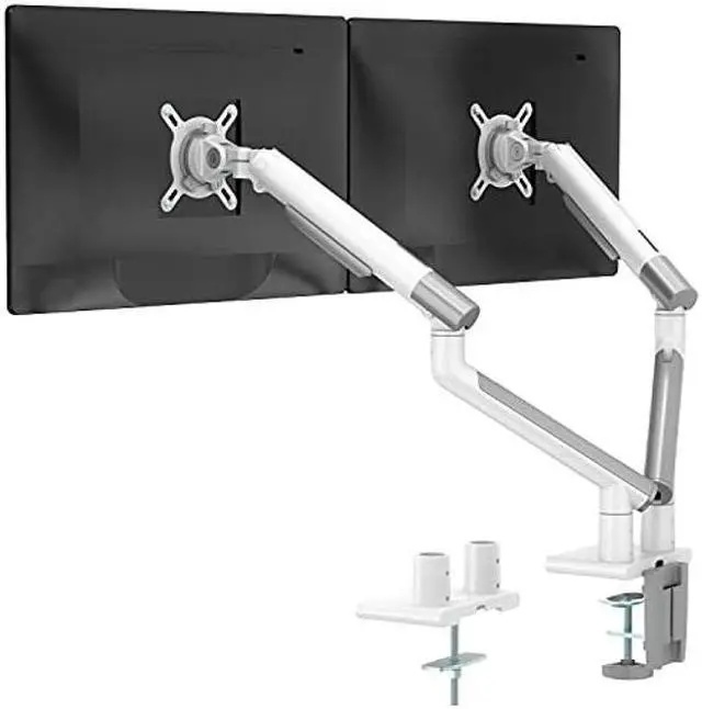 Main image of WALI Dual Monitor Stand White Arms Mounts, for 2 Monitors, Mechanical Spring Tension Indicator Fully Adjustable Bracket, Up to 32 inch, 22lbs Weight Capacity (MATI002-W), White
