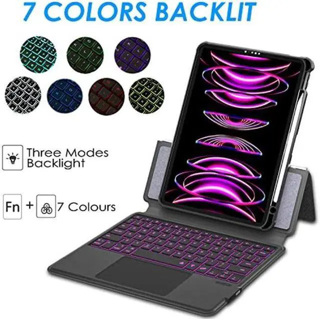 Alt view image 5 of 5 - eoso iPad 12.9 Keyboard Case for iPad Pro 12.9 inch 6th Generation 2022/5th 2021/4th 2020/3rd 2018-7 Color Backlight,Touchpad Detachable Slim Cover with Pencil Holder (12.9",Black)