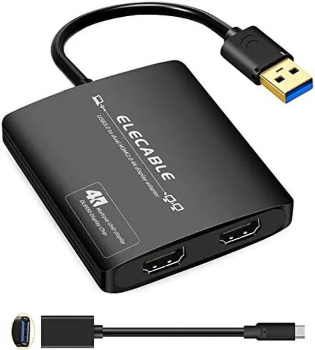 Main image of USB 3.0 to Dual HDMI Adapter - 4K+4K 60Hz Ultra HD - Built-in DisplayLink DL6950 Chip - Extend Screen to Multiple Monitor TV Compatible with Windows,Mac OS,Android,Chrome OS,Ubuntu(HDMI+HDMI)