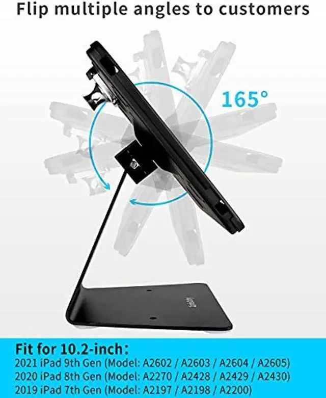 Alt view image 2 of 4 - CarrieCathy Desktop Anti-Theft Security Kiosk POS Stand Holder Enclosure for 10.2" 2021 iPad 9th Gen 2020 iPad 8th Gen 2019 iPad 7th Gen, Flip & 360deg Swivel Design