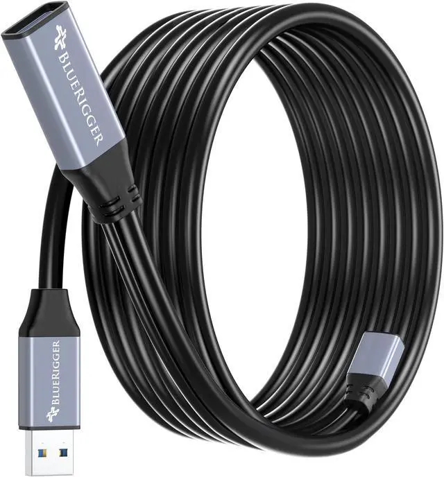 Main image of BlueRigger USB 3.0 Extension Cable (25FT, Active, 5 Gbps, Type A Male to Female Adapter Cord) - Long USB Repeater Extender for VR Headset, Printer, Hard Drive, Flash Drive, Keyboard, Mouse, Xbox