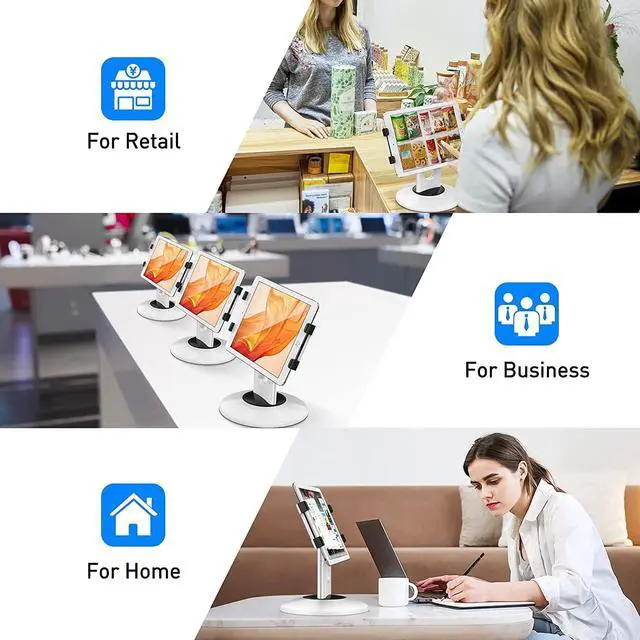 Alt view image 2 of 5 - AboveTEK Retail Kiosk iPad Stand, 360° Rotating Commercial POS Tablet Stand Bundle with Retail Kiosk Bracket Tablet Holder with Width or Height Measurement in The Range of 6.6"-8.0"(Holder Only)