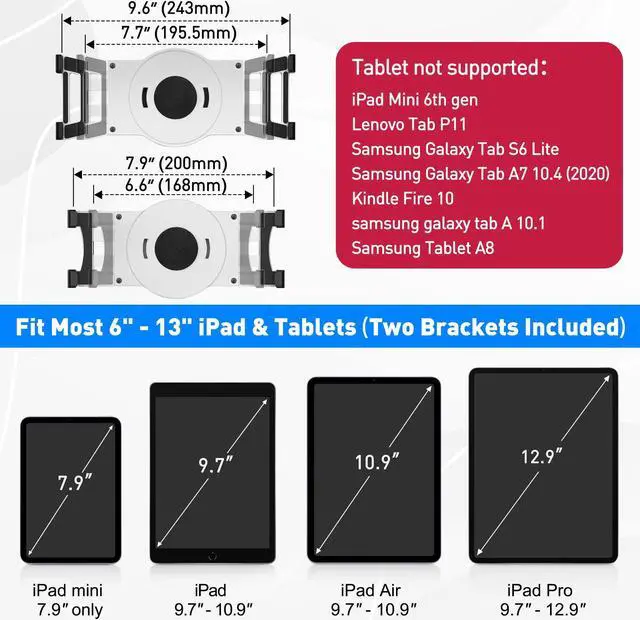 Alt view image 3 of 5 - AboveTEK Retail Kiosk iPad Stand, 360° Rotating Commercial POS Tablet Stand Bundle with Retail Kiosk Bracket Tablet Holder with Width or Height Measurement in The Range of 6.6"-8.0"(Holder Only)