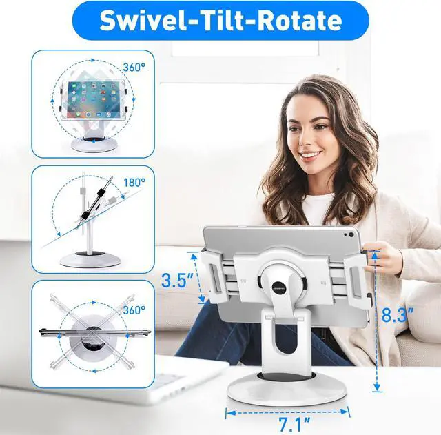 Alt view image 5 of 5 - AboveTEK Retail Kiosk iPad Stand, 360° Rotating Commercial POS Tablet Stand Bundle with Retail Kiosk Bracket Tablet Holder with Width or Height Measurement in The Range of 6.6"-8.0"(Holder Only)