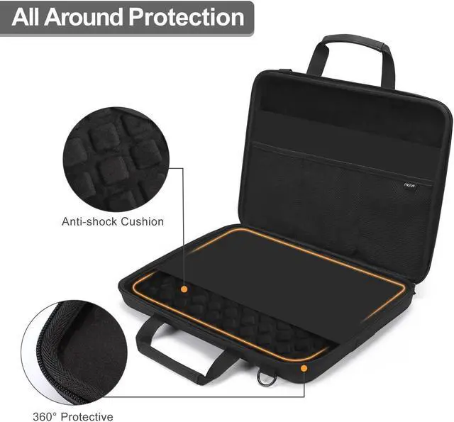 Alt view image 3 of 5 - MOSISO Hard Shell Laptop Case for Men Women,15-15.6 inch Computer Bag Compatible with MacBook, HP, Dell, Lenovo, Asus, Notebook,16 inch Laptop Bag with Front Pocket & Shoulder Strap, Black