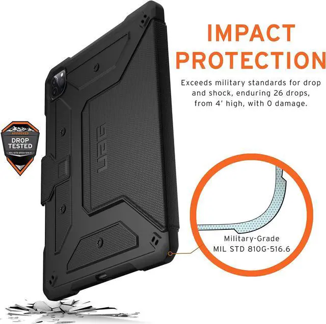 Alt view image 2 of 5 - URBAN ARMOR GEAR UAG iPad Pro 12.9-inch (4th Gen, 2020) Case Metropolis [Black] Folio Slim Heavy-Duty Tough Multi-Viewing Angles Stand Military Drop Tested Protective Cover