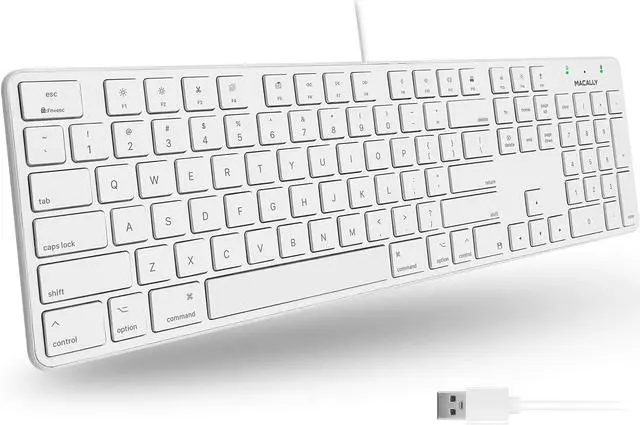 Alt view image 2 of 5 - Macally Slim Wired Keyboard and a Silent Wired Mouse, Classic Apple Essentials