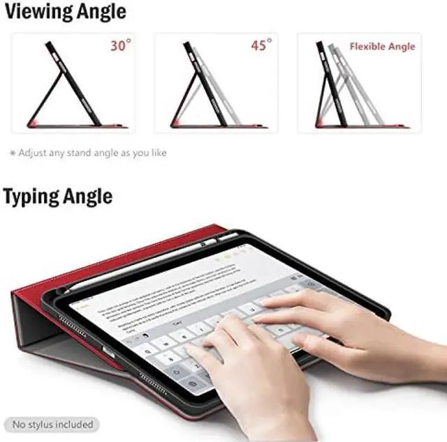Alt view image 4 of 5 - Antbox iPad 10th Generation Case 10.9'' 2022 with Built-in Apple Pencil Holder Auto Sleep/Wake Function PU Leather Smart Cover for iPad 10th Generation(10.9'') (Red)