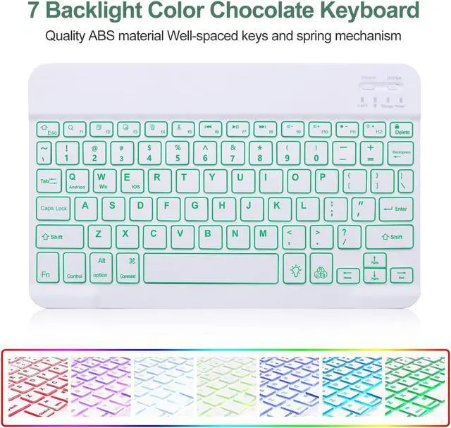 Alt view image 3 of 5 - BORIYUAN iPad 9th 2021/8th/7th Generation Keyboard Case, 7 Colors Backlit Detachable Keyboard Slim Folio Smart Cover for iPad 10.2"/iPad Air 10.5"(3rd Gen)/iPad Pro 10.5" with Pencil Holder  Green