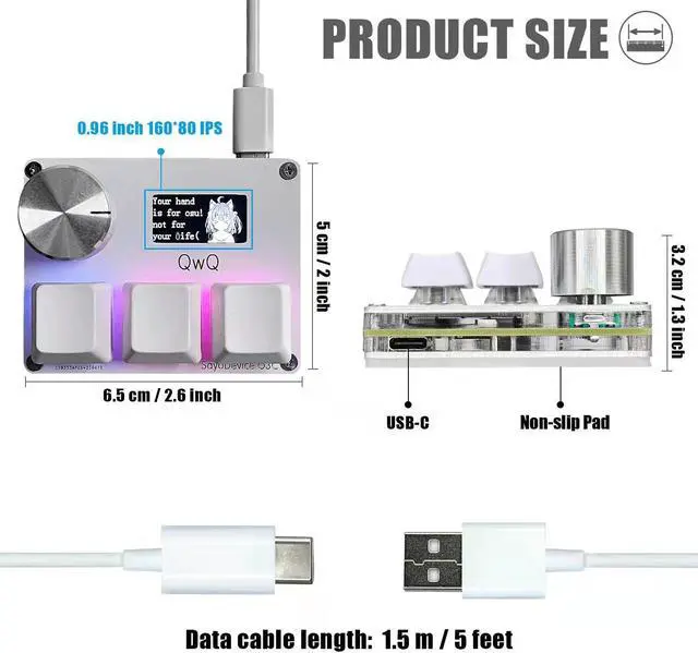 Alt view image 3 of 5 - BTXETUEL SayoDevice OSU O3C Rapid Trigger Hall Switches Magnetic Linear Switches Keyboard with Knob and Screen,Copy Paste,Shotcut,Macro Hotswap Mini Keypad....