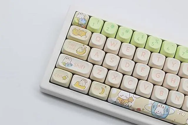 Alt view image 4 of 5 - Cmokifuly MOA Profile Keycaps,Cute Keycaps Rabbit Custom Keycaps 144 Keys,PBT Dye-sub Keycaps for Mechanical Keyboard Full-Size Keycaps Set (Bunny)