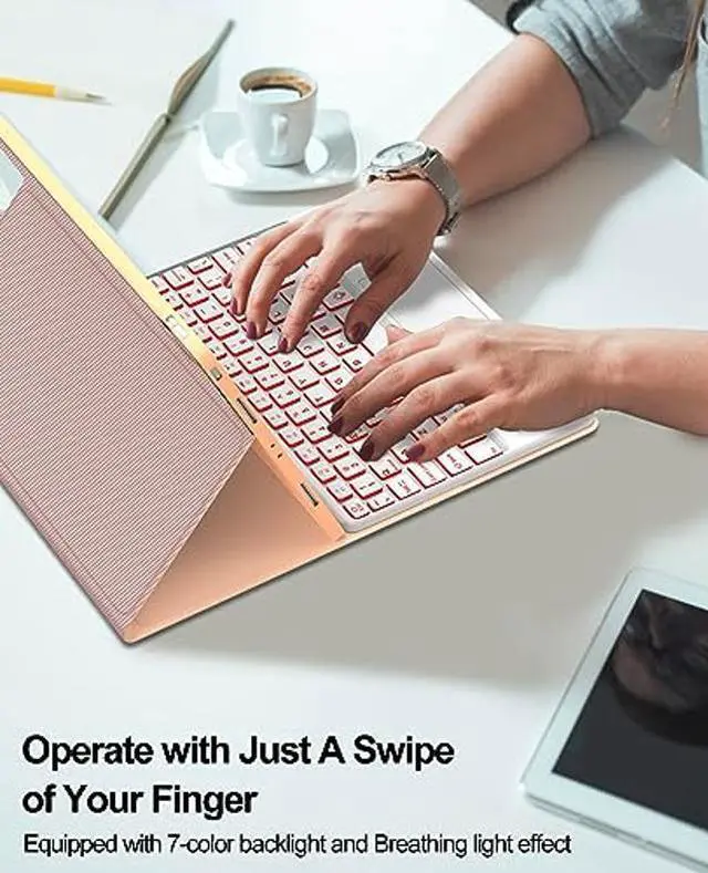 Alt view image 5 of 5 - D DINGRICH Touchpad iPad Pro 11 inch Case with Keyboard - Wireless Bluetooth, 7 Color Backlit, Premium Trackpad, Magnetically Detachable, for iPad Pro 11 (4th/3rd/2nd/1st Gen) - Pink