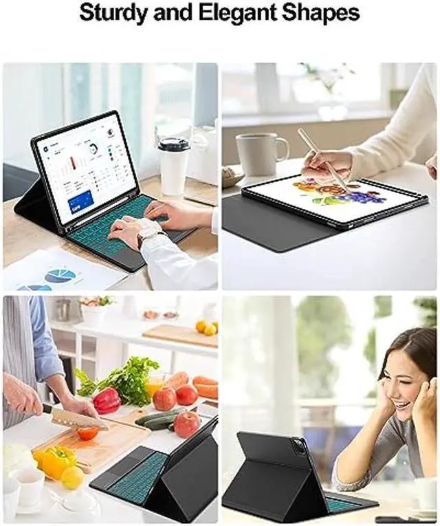 Alt view image 3 of 5 - D DINGRICH Touchpad iPad Pro 11 inch Case with Keyboard - Wireless Bluetooth, 7 Color Backlit, Premium Trackpad, Magnetically Detachable, for iPad Pro 11 (4th/3rd/2nd/1st Gen) - Black