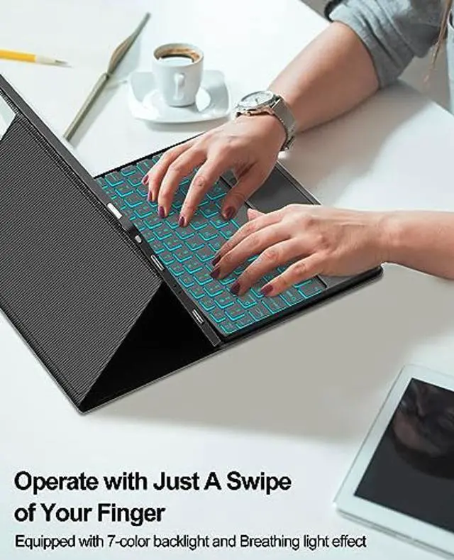 Alt view image 5 of 5 - D DINGRICH Touchpad iPad Pro 11 inch Case with Keyboard - Wireless Bluetooth, 7 Color Backlit, Premium Trackpad, Magnetically Detachable, for iPad Pro 11 (4th/3rd/2nd/1st Gen) - Black