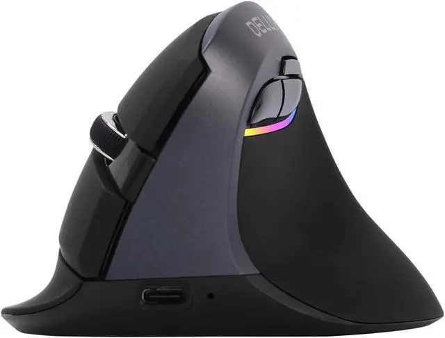 Main image of DeLUX Wireless Vertical Mouse, Small Silent Ergonomic Mouse with BT 5.0 and USB Receiver, 6 Buttons and 4000 DPI, RGB Rechargeable Mouse for Carpal Tunnel (M618mini-Iron Gray)