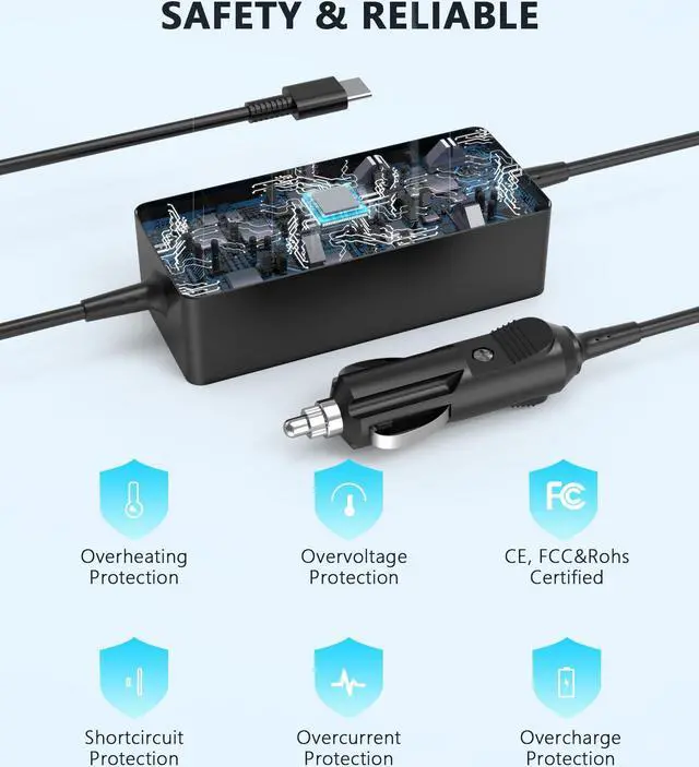 Alt view image 3 of 5 - 118W 100W USB-C Laptop Car Charger for Dell Lenovo MacBook HP Pixel Acer Samsung Asus Surface Microsoft LG Gram Razer Blade Stealth Google Pixel Universal Type C Power Adapter